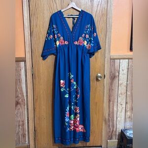 Grefit Vibrant Floral Maxi Dress in Blue Sz XL maxi. AB
